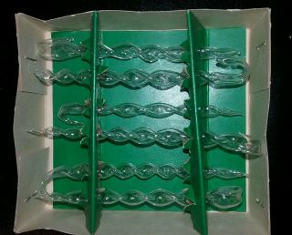Vintage Set 6 Hand Blown Glass Icicle Hanging Christmas Ornament Swirl