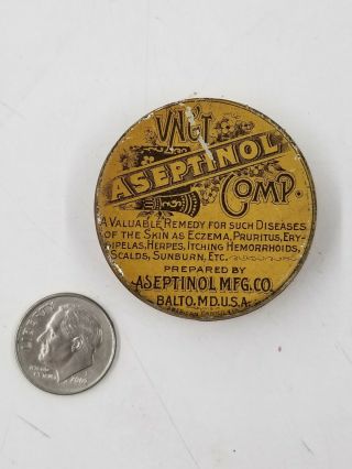 Vintage Aseptinol Medicine Tin Baltomore Maryland