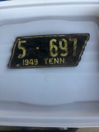 Vintage All 1949 Sullivan County Tennessee State Shaped License Plate