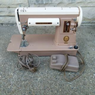 Singer Sewing Machine 301a Metal Body Tan Vintage Model
