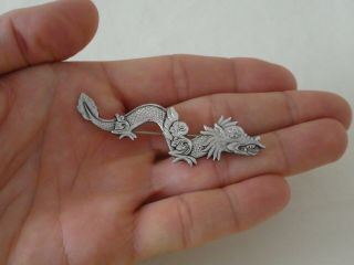 Vintage Chinese Silver Dragon Brooch