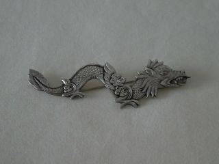 Vintage Chinese Silver Dragon Brooch 2