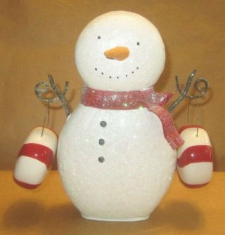 Snowman Holding Peppermint Candies Salt And Pepper Shakers