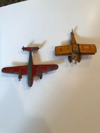 Antique Tin Toy Airplanes Hubley And Tootsie Toy Circa 1930