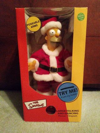 The Simpsons - Large Talking & Dancing Homer Simpson Santa - 2002 Gemmy Nib Xmas