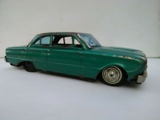Vintage Bandai 1962 Ford Falcon Friction Tin Litho Car Teal Green