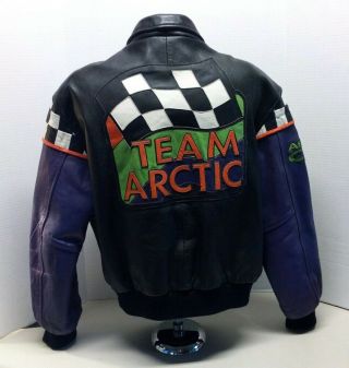 Vintage 1994 Team Arctic Cat Leather Snowmobile Jacket - Men 