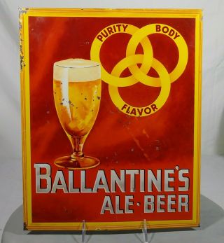 Old Ballantine Ale & Beer Tin Over Cardboard Toc Sign Newark Jersey Nj