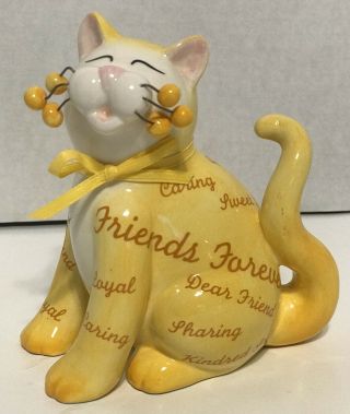 Amy Lacombe Whimsiclay Friends Forever Yellow Cat Figurine 2005 86227 Euc