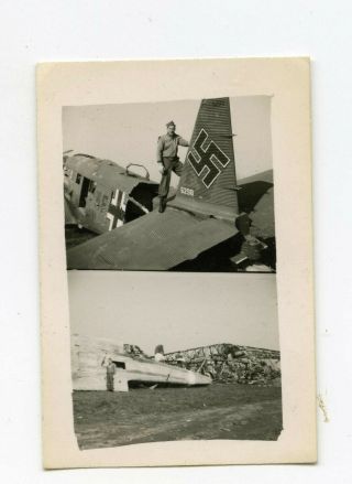 Photo Of Knocked Out German Planes.  Gigant,  Ju52,  And Me 109