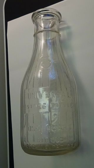 Antique Ribbed Quart Universal 5 Cent Store Milk Bottle 3