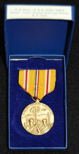 Wwii Usn Navy Asiatic Pacific Theatre Campaign Medal In U.  S.