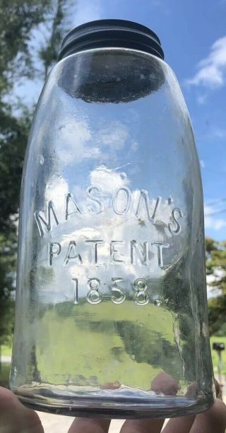Early Sca Masons Patent 1858 1/2 Gallon Fruit Jar
