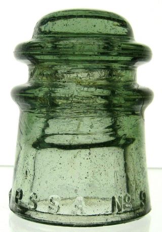 Cd 107 Fizzy Sage Green Pssa No.  9 Antique Glass Telegraph Insulator Mexican