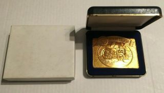 Gold Limited Edition John Deere Model D Tractor Belt Buckle 1988 With Boxes