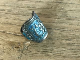Qing Dynasty Antique Chinese Silver and Enamel Handmade Repousse Adjustable Ring 3