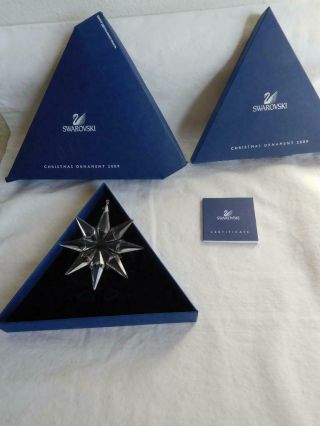 Swarovski Crystal Christmas Tree Ornament 2009 W/2 Boxes Certifi