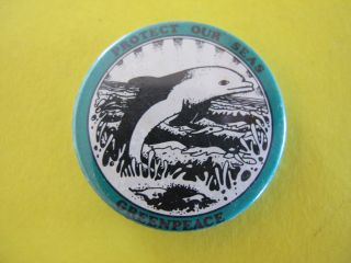 Greenpeace Protect Our Seas Dolphin Political Badge