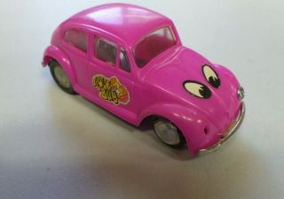 Vtg.  Fe Hong Kong Plastic Toy Volkswagen Beetle Friction Car Hot Pink Love Bug