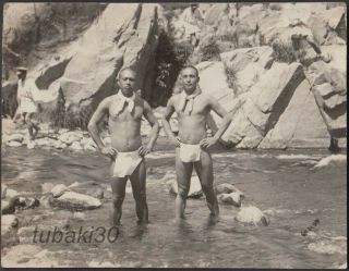 ヘ20 Wwii Japan Army Photo Naked Soldiers In River