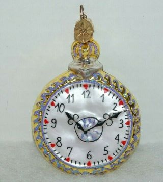 Radko Olden Times Christmas Ornament 00 - 333 - 0 Gold Pocket Watch