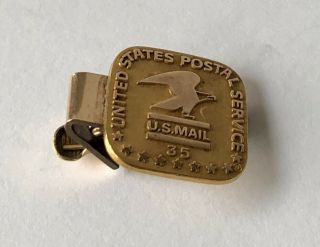 Vintage 1/10 10k Gold Us Postal Service Usps 35 Years Service Tie Clip