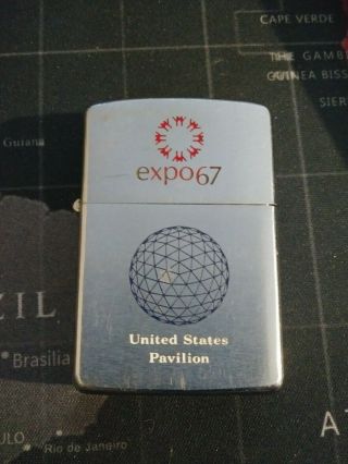 Expo 67 Zippo Lighter Man And His World United States Pavilion Montreal
