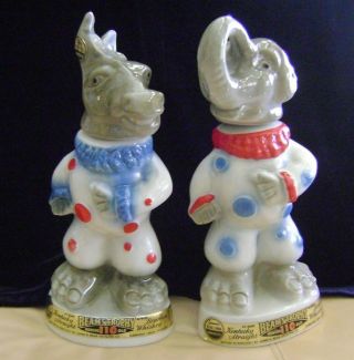 Vintage 1968 Beams Trophy Set Republican Elephant & Democrat Donkey Decanters