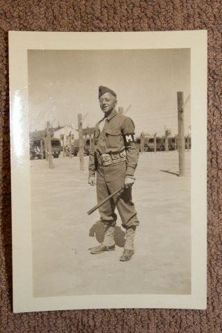 Ww2 Photograph Of A U.  S.  Army Military Policeman (mp) W/armband & Baton