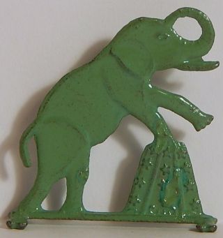 Vint Metal 1910 Stand Up Green Circus Elephant Cracker Jack Prize Toy