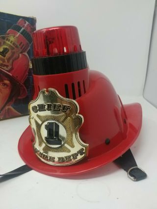 Vintage 1960’s Radio Shack White Fire Chief Toy Radio Helmet With Box. 2