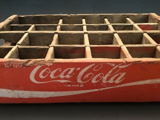 Coca - Cola vintage wooden 24 - bottle soda pop crate carrier box w/dividers 2