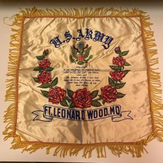 Vintage Military Pillow Sham Ww2 U.  S.  Army Ft Leonard Wood Missouri Mother