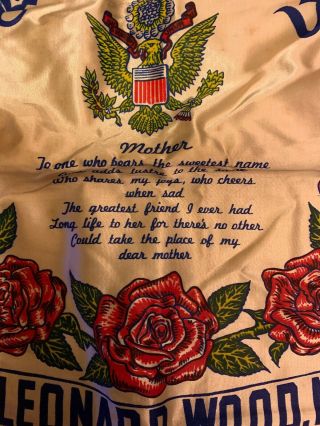 Vintage Military Pillow Sham WW2 U.  S.  Army Ft Leonard Wood MISSOURI Mother 2