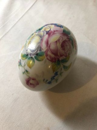 Authentic Limoges - Porcelain Hand Painted Egg Shaped Trinket Box. 2