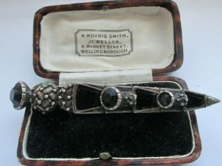 Vintage Signed Celtic Scottish Thistle Polished Pebble Agate Brooch Kilt Pin