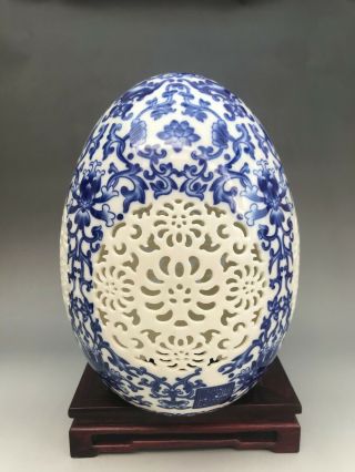 Exquisite China Handmade Blue And White Egg Type Porcelain N176