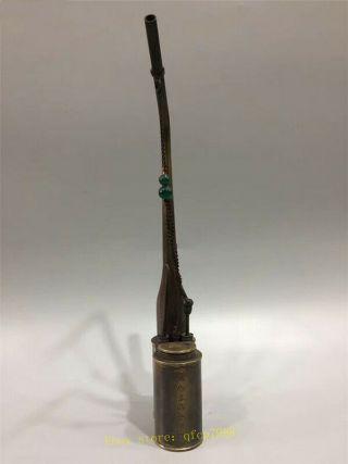 Old antique Chinese pure copper Handmade longevity god Water pipe tobacco pipe 2