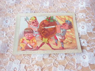 Victorian Christmas Card/cutting Of Anthropomorphic Pudding/macabre/marcus Ward