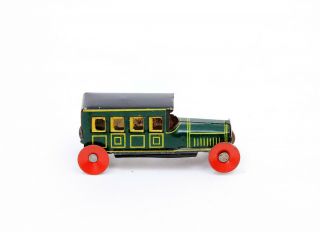 Vintage German Limousine Bus & Garage Tin Penny Toy Distler Meier CKO 3