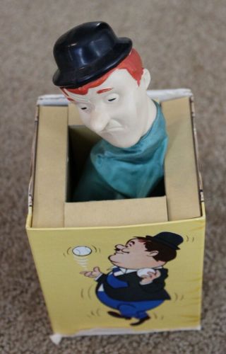VINTAGE 1960S LAUREL AND HARDY JACK IN THE BOX LAKESIDE TOYS 8012 & Larry Harmon 2