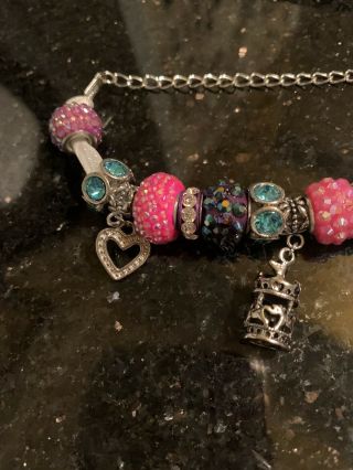Silver Plated DaVinci Charm Bracelet With 16 Charms.  Never Worn. 2