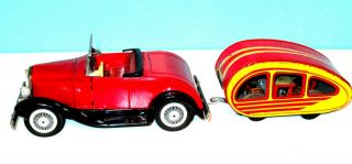 Tin Toy Car With Trailer 1930,  S Bandai And Marx Japan
