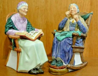 Vintage Royal Doulton Grandma Figurines A Stitch In Time,  The Family Album