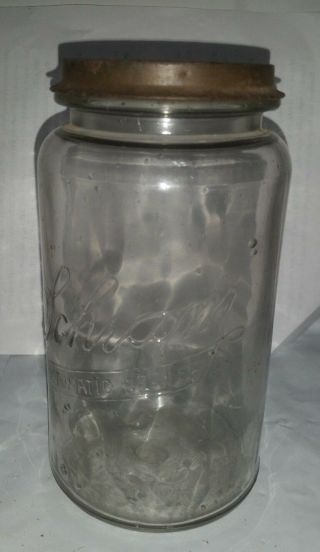 Vintage Schram - Automatic Sealer 1 Quart.  Canning Jar With Lid - - Clear Glass