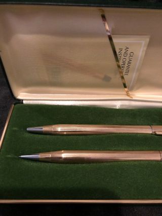 Vintage Cross 10K Gold Filled Pen Pencil Set With Case Made In USA 3