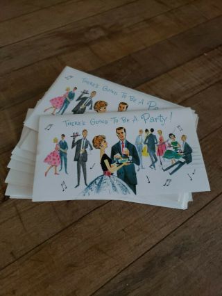 Mid Century Vintage Gibson Cocktail Party Invitations & Envelopes Set Of 6