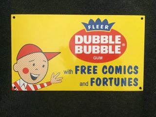 Vintage Dubble Bubble Gum Porcelain Sign Candy Shop Fleer Trading Cards Gas Oil