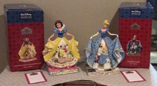 2 Disney Traditions Jim Shore Figurines Cinderella & Snow White Iob P/o Vg Cond