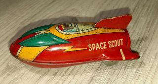 Vintage Tin 3 " Space Scout Rocket Ship 1950 